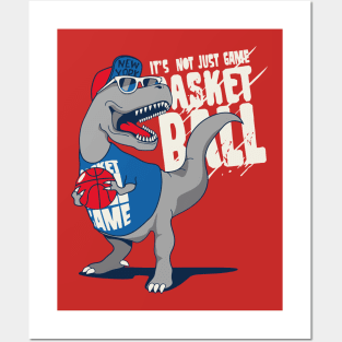 Dinosaur Playing Basketball Posters and Art